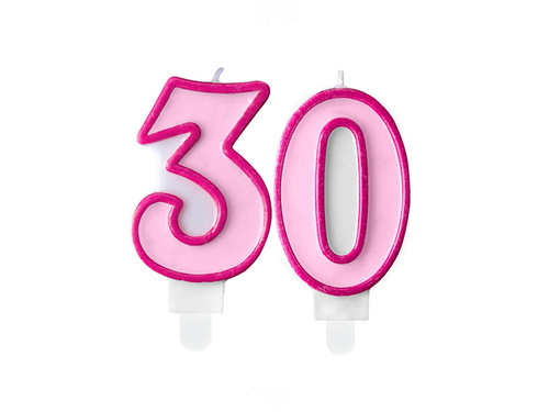 Lumânări cu număr roz - 30 - treizeci - 2 buc.