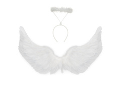 Set de aripi de înger alb 62 x 38 cm și Aureole