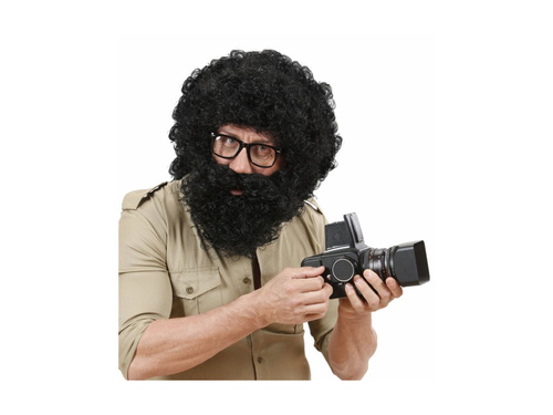 Knecht Ruprecht peruca neagră cu barbă