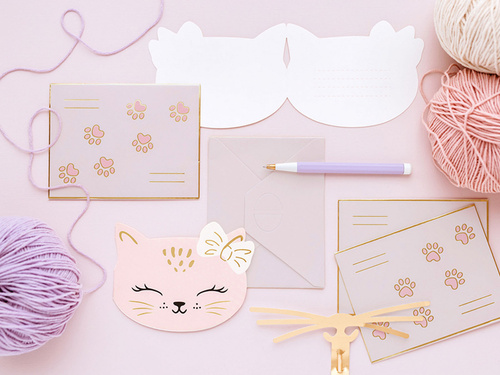 Invitații aniversare cu plicuri Cats - 6 buc.