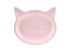 Farfurii roz pal pentru pisoi - 22 x 20 cm - 6 buc.