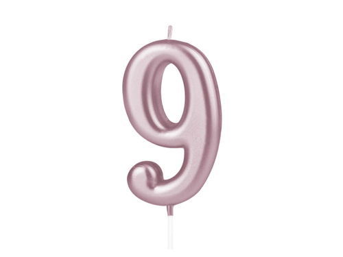 Lumânare cu număr din aur roz - 9 - nouă