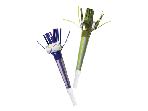 Fluier de trompetă derulat cu ciucuri cu dungi - 4 buc