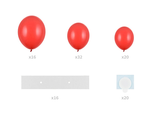 Ghirlandă balon roșu cu cadru Heart - 104 elemente