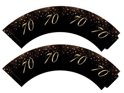 Garnituri strălucitoare pentru cupcakes pentru aniversarea a 70 de ani - 6 buc.