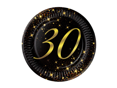 Farfurii de hârtie strălucitoare pentru a 30-a aniversare - 18 cm - 6 buc.