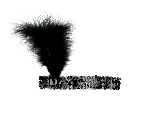 Bentiță retro cu pană neagră - 1 buc.