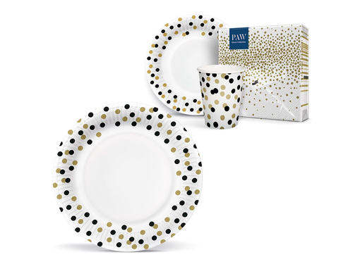 Cupe aniversare Confetti aurii și negre - 250 ml - 8 buc.