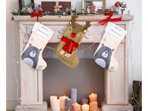 Șosetă de Crăciun cu ren - 53 cm - 1 buc.
