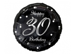 Balon din folie pentru a treizecea aniversare cu imprimare argintie - 45 cm - 1 buc.