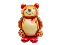 Ursuleț de pluș cu inimă în picioare balon din folie - 91 cm x 65 cm - 1 buc.