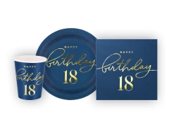 Set aniversare 18 ani albastru marin - 22 buc.