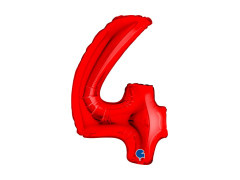 Balon din folie numărul 4 roșu - 14" - 1 buc.