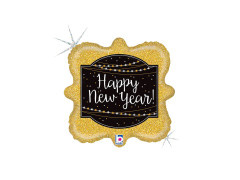 Balon de folie cu ramă pentru Anul Nou Fericit - 16" - 1 buc.