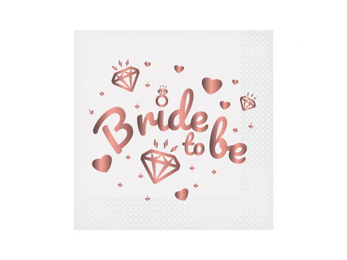 Șervețele albe cu inscripția Bride To Be - 33 cm - 20 buc.