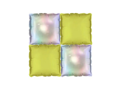 Baloane din folie Holographic pătrate galbene - 35 x 35 cm - 4 buc.