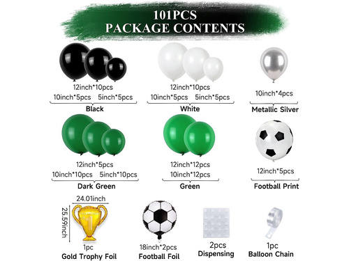 Balon ghirlandă balon set Fotbal - 101 buc.