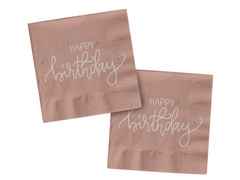 Șervețele roz Happy Birthday - 33 cm - 20 buc.