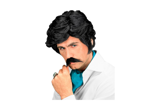 Peruca Playboy neagră cu mustață