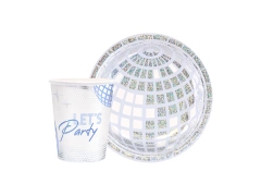 Set de hârtie Silver Disco 1960s - 12 buc.