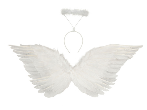 Set de aripi de înger alb 67 x 26 cm și Aureole