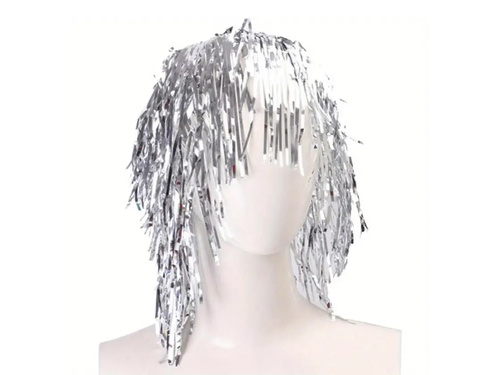Peruca din folie argintie - 1 buc.