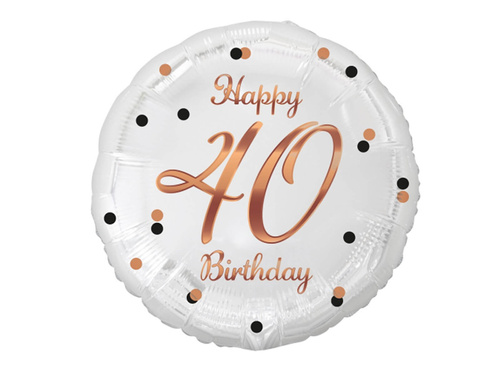 Balon din folie pentru patruzeci de ani cu imprimare de aur roz - 46 cm - 1 buc.