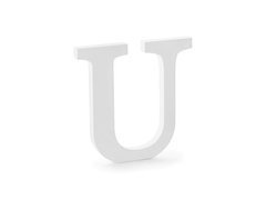 Decor din lemn litera U - alb