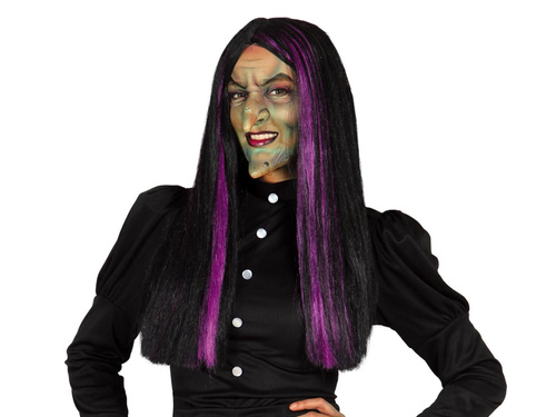 Peruca de vrăjitoare cu accente mov - 1 buc.