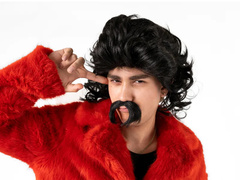 Peruca neagră cu mustață - 1 buc.