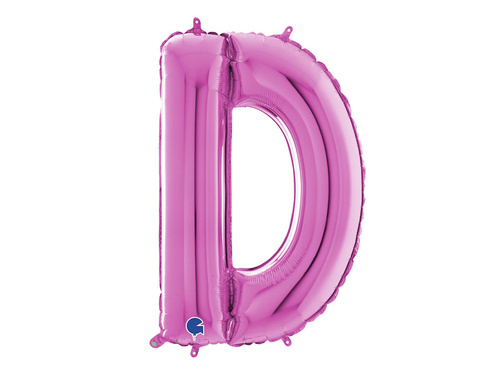 Fucsia litera D balon folie - 66 cm - 1 buc.