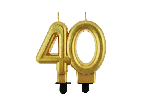 Lumânare metalică aurie pentru aniversarea a 40 de ani - 1 buc.