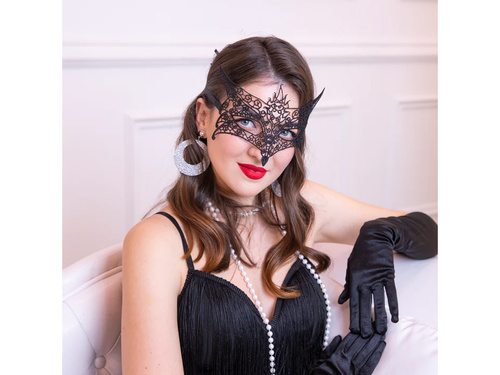 Mască din dantelă de vulpe neagră - 1 buc.