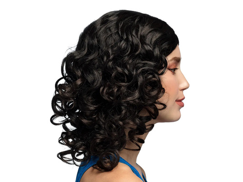 Peruca neagră cu păr creț - 1 buc.