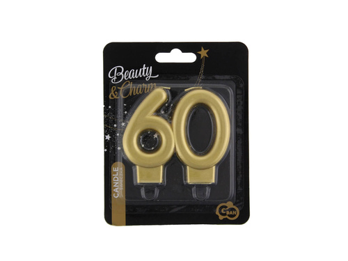Lumânare metalică aurie aniversare 60 de ani - 1 buc.
