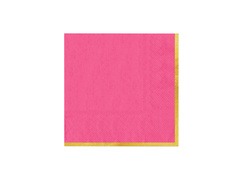 Șervețele de hârtie fucsia cu margine aurie - 33 cm - 10 buc.