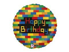 Happy Birthday balon de folie Blocuri - 46 cm - 1 buc.