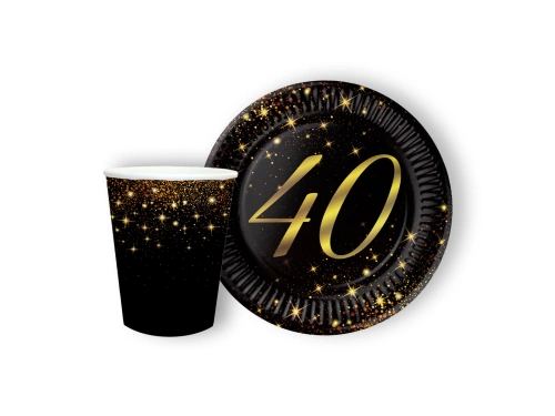 Set de hârtie strălucitoare pentru o petrecere aniversară de 40 de ani - 24 de bucăți