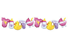 Ghirlandă baloane pentru baby shower roz - 206 x 34 cm - 1 buc.