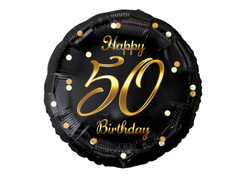 Balon aniversar 50 de ani din folie cu imprimare aurie - 45 cm - 1 buc.