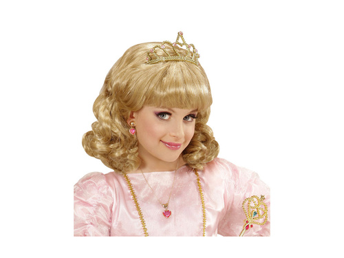 Peruca blonda printesa cu tiara