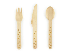 Set tacâmuri din lemn Gold Star - 18 piese.