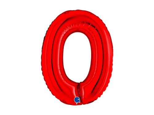 Balon din folie numărul 0 roșu - 14" - 1 buc.