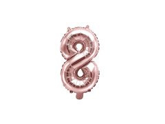 Balon din folie numărul 8 roz auriu - 35 cm