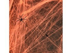 Pânză de păianjen portocalie cu păianjeni pentru Halloween - 200 g - 1 op.