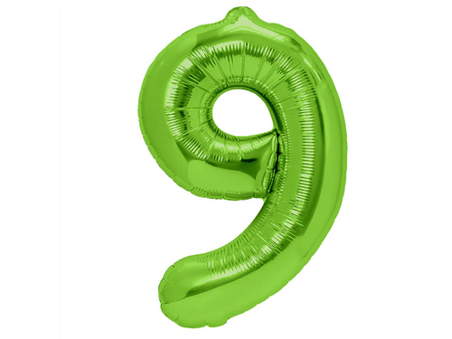 Balon folie verde cu numărul 9 - 100 cm - 1 buc.