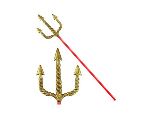 Furcă spiralată aurie cu mâner roșu - 120 cm