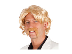 Peruca Chuck cu mustață blondă