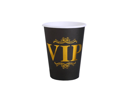 Cupe de aniversare VIP negre - 250 ml - 10 buc.