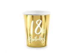 Cupe aniversare 18 ani Cupe aniversare 18 ani! aur - 220 ml - 6 buc.